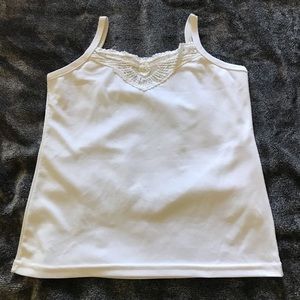 White tank top with lace detail